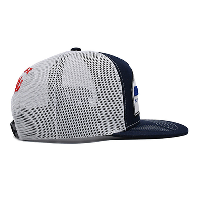 Gebaute Profil Trucker Cap mit Plastik Snapback und Stick Logo
