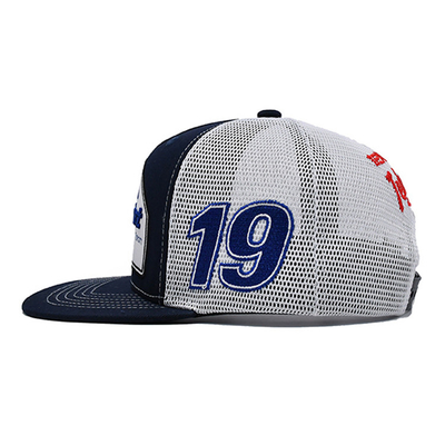 Gebaute Profil Trucker Cap mit Plastik Snapback und Stick Logo