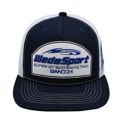 Gebaute Profil Trucker Cap mit Plastik Snapback und Stick Logo