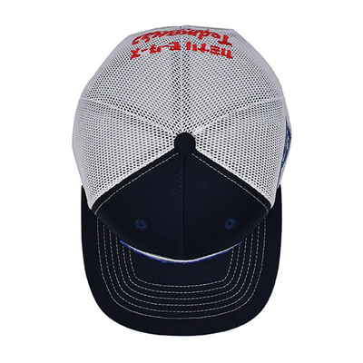 Gebaute Profil Trucker Cap mit Plastik Snapback und Stick Logo