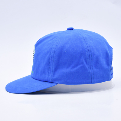 Hochwertiges, maßgeschneidertes Snapback-Mütze Blau unstrukturiert 5 Panels flacher Rand Outdoor Soft Hip Hop Hüte für Männer