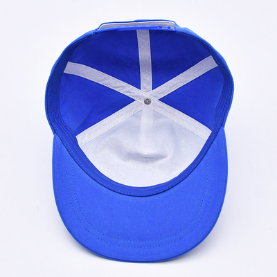 Hochwertiges, maßgeschneidertes Snapback-Mütze Blau unstrukturiert 5 Panels flacher Rand Outdoor Soft Hip Hop Hüte für Männer