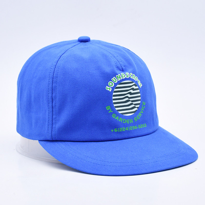 Hochwertiges, maßgeschneidertes Snapback-Mütze Blau unstrukturiert 5 Panels flacher Rand Outdoor Soft Hip Hop Hüte für Männer