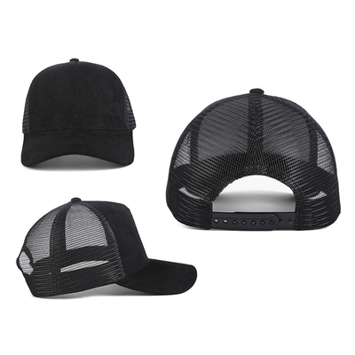 Atemberaubende Plain Suede Mesh Rücken Baseballkappen Frauen Trendy 5 Panel Trucker Hut