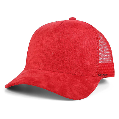 Atemberaubende Plain Suede Mesh Rücken Baseballkappen Frauen Trendy 5 Panel Trucker Hut