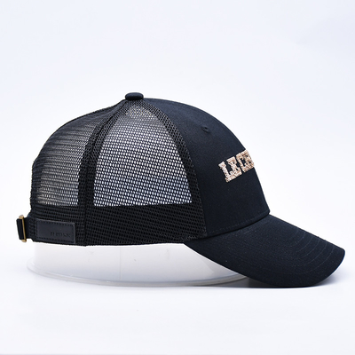 Schwarz 6 Panels Mesh Trucker Hut Glitter Trucker Kappe Hochwertige Mode Sequins Stickerei Trucker Hüte