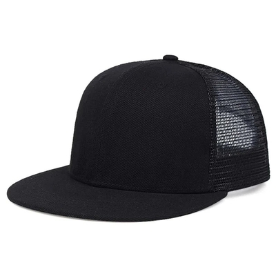 Holz, einfache 6-Panel-Trucker-Kappe, benutzerdefinierte Flachnetz-Trucker-Hütte