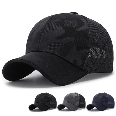 Hohe Qualität Männer Trucker Hut Hersteller Großhandel Camo Tarnung geschwungenen Rand Mesh Cap
