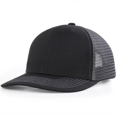 Custom vorgebogenen Mesh Hut Baumwolle Trucker Cap mit Plastik Snapback