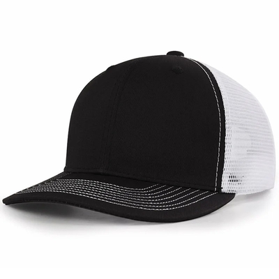 Custom vorgebogenen Mesh Hut Baumwolle Trucker Cap mit Plastik Snapback