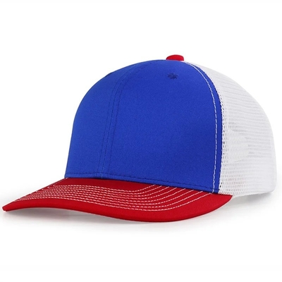 Custom vorgebogenen Mesh Hut Baumwolle Trucker Cap mit Plastik Snapback