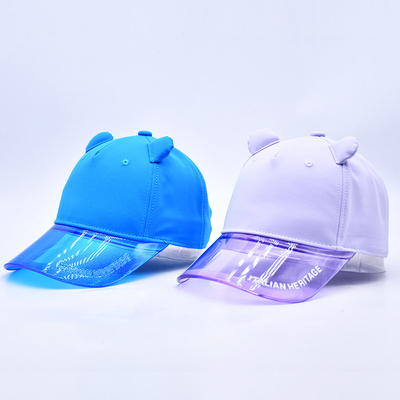 OEM Hut Fabrik Großhandel Hochwertige 5 Panel Kinder Baseballkappe Custom Transparent PVC Kante Kinder Baseball Hüte