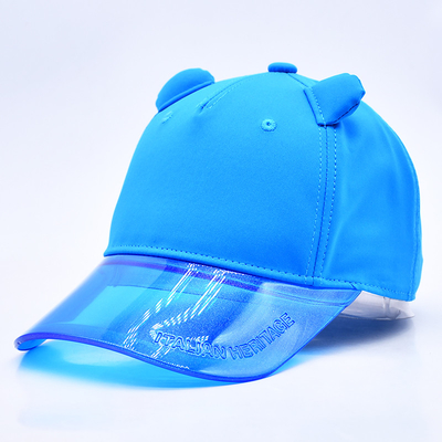 OEM Hut Fabrik Großhandel Hochwertige 5 Panel Kinder Baseballkappe Custom Transparent PVC Kante Kinder Baseball Hüte