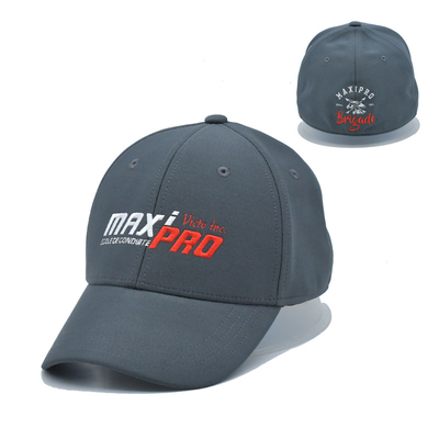 Großhandel 6 Panel Graue elastische Baseballmütze kundenspezifische Baseballmütze geschlossener Rücken
