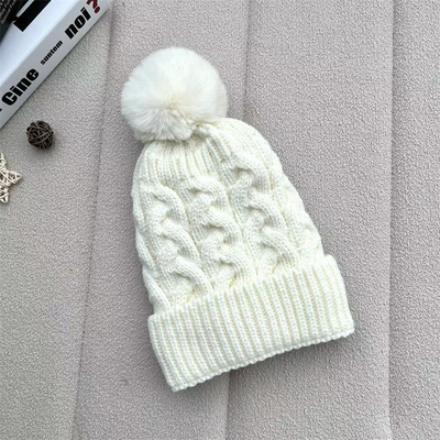 Custom All Over Print Beanies Winter Warm Fischer Beanie Rib Strick Baumwolle Pom Pom Hut