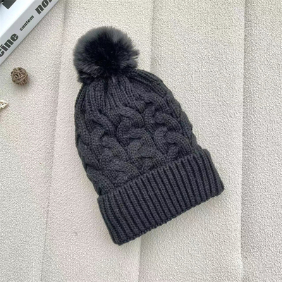 Custom All Over Print Beanies Winter Warm Fischer Beanie Rib Strick Baumwolle Pom Pom Hut