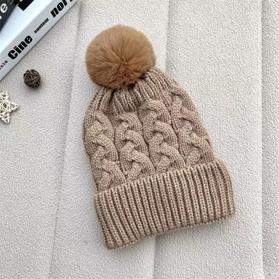Custom All Over Print Beanies Winter Warm Fischer Beanie Rib Strick Baumwolle Pom Pom Hut