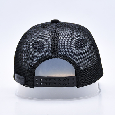 7 Panel Schwarz Suede Panel Trucker Hüte Hochwertige Mesh Kappe Custom Rand Stickerei Samt Trucker Hüte