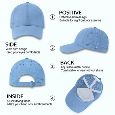Hochwertige Baumwolle Polyester 6 Panel Sport schnell trockene Baseballkappe Trucker verstellbarer Snapback Baseballkappe