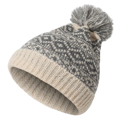 Wintermarke Frauen Pelz Pom Pom Pom Kappe Mädchens Strickmütze Kappe Dicke Frauen Skullies Mütze