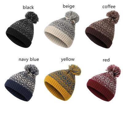 Wintermarke Frauen Pelz Pom Pom Pom Kappe Mädchens Strickmütze Kappe Dicke Frauen Skullies Mütze