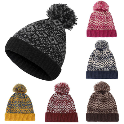 Wintermarke Frauen Pelz Pom Pom Pom Kappe Mädchens Strickmütze Kappe Dicke Frauen Skullies Mütze