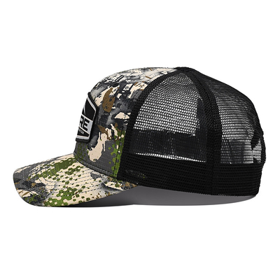 Custom Logo Mesh Rücken Trucker Hut Großhandel 6 Panel Tarnung Trucker Kappe personalisiert