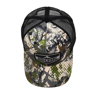 Custom Logo Mesh Rücken Trucker Hut Großhandel 6 Panel Tarnung Trucker Kappe personalisiert