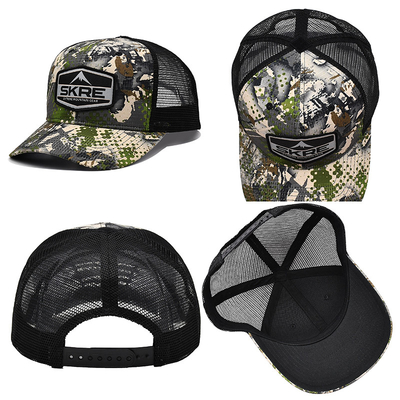 Custom Logo Mesh Rücken Trucker Hut Großhandel 6 Panel Tarnung Trucker Kappe personalisiert