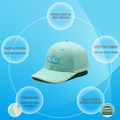 OEM Custom Ace Gummi Patch Pvc Logo Baseball Cap 6 Panel Sport Hüte Gorras