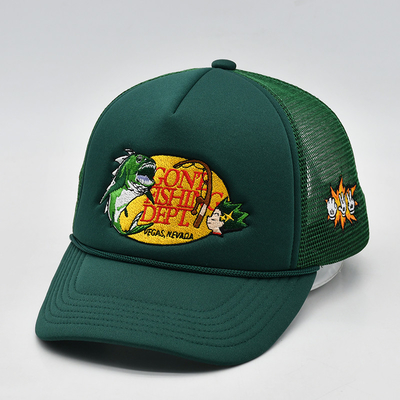 Besonderes Stickerei 5 Panel Schaum Trucker Kappen Hochwertige Seil Trucker Kappe mit Logo