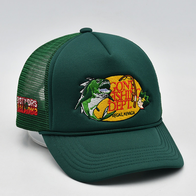 Besonderes Stickerei 5 Panel Schaum Trucker Kappen Hochwertige Seil Trucker Kappe mit Logo
