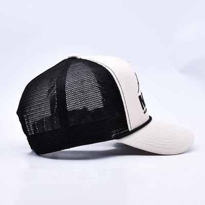 Hochkarätiges 3D-Bauwerk Seil Trucker Hut Custom Logo Mesh Rücken Trucker Cap