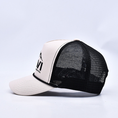 Hochkarätiges 3D-Bauwerk Seil Trucker Hut Custom Logo Mesh Rücken Trucker Cap