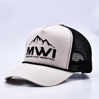 Hochkarätiges 3D-Bauwerk Seil Trucker Hut Custom Logo Mesh Rücken Trucker Cap