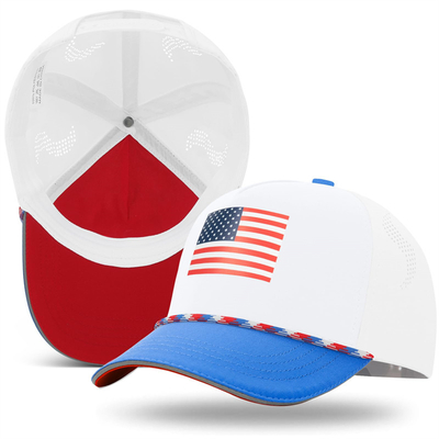 Unisex 5-Panel amerikanische Flagge Kinder Baseballhut Custom USA Kinder Baseballmützen mit Seil