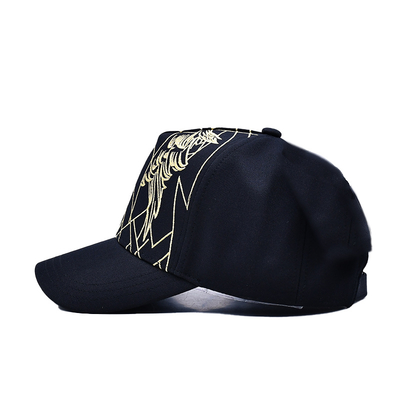 Unisex Luxus schwarzer Baseballhut bestickter Gorras Custom Logo 5 Panel Baumwolle Baseballhut