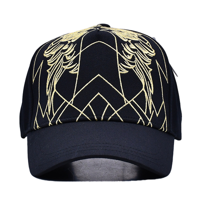 Unisex Luxus schwarzer Baseballhut bestickter Gorras Custom Logo 5 Panel Baumwolle Baseballhut
