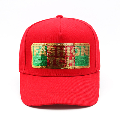 Top Qualität Sommer Frauen 100% Baumwolle 6 Panel Baseball Hüte Custom Sequin Baseball Kappe