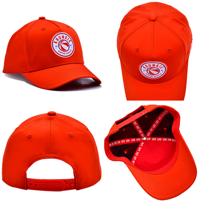 OEM Individuelles Design Ihrer eigenen Gummi-PVC-Logo 5-Panel Herren Damen Running Sport Gorras Cap Nylon Rot Golf Baseball Hut