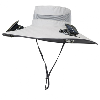 Outdoor-Sonnenhut mit breiter Krempe Solar Solar-Ventilatorkappe Kundenspezifischer Großhandel Angelhut Tragbarer Eimerhut