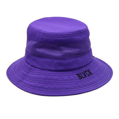 Purple Bucket Hat Hersteller Custom Stickerei Logo Komfortables Outdoor Design Baumwoll-Bucket-Hut