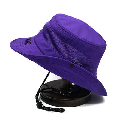 Purple Bucket Hat Hersteller Custom Stickerei Logo Komfortables Outdoor Design Baumwoll-Bucket-Hut