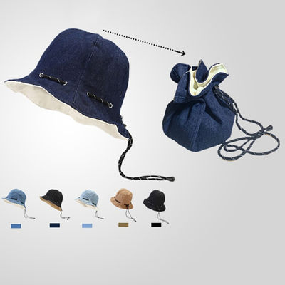 Heißer Verkauf Fischerhut Großhandel Frühling und Sommer Kleidung Verwandeln Sie sich in eine Tasche Baumwolle Erwachsene Unisex Einfarbig Wendbar Eimer Hüte