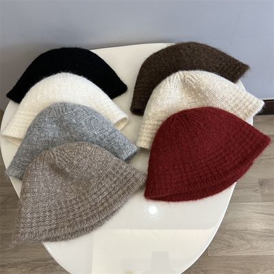 Autumn and Winter New Wool Knitted Bucket Hat for Women Knitted Jacquard Bucket Hat