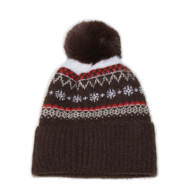 Herbst-Winter-Wollhut Hugger Toque Cap Strumpfhütte Bohemian Geometrisch gestricktes Fleece Verdickt