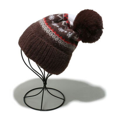 Herbst-Winter-Wollhut Hugger Toque Cap Strumpfhütte Bohemian Geometrisch gestricktes Fleece Verdickt
