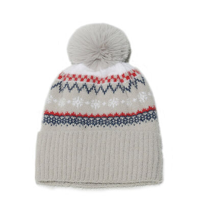 Herbst-Winter-Wollhut Hugger Toque Cap Strumpfhütte Bohemian Geometrisch gestricktes Fleece Verdickt