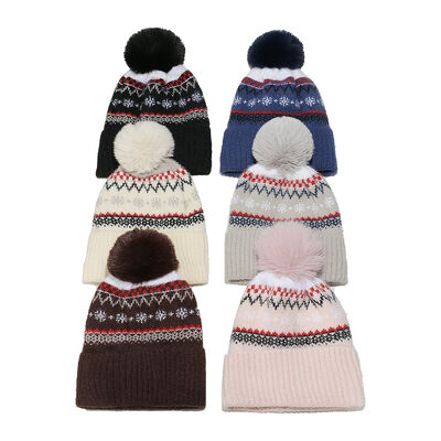 Herbst-Winter-Wollhut Hugger Toque Cap Strumpfhütte Bohemian Geometrisch gestricktes Fleece Verdickt
