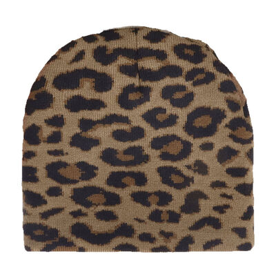 Custom Logo Hochwertige Männer Frauen Acryl Winterhut Kappe Leopard Druckmuster Strick-Slouchy Beanies